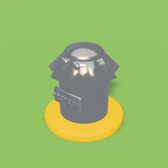 Peão do pote de ambrosia, de metal, com a base amarela.